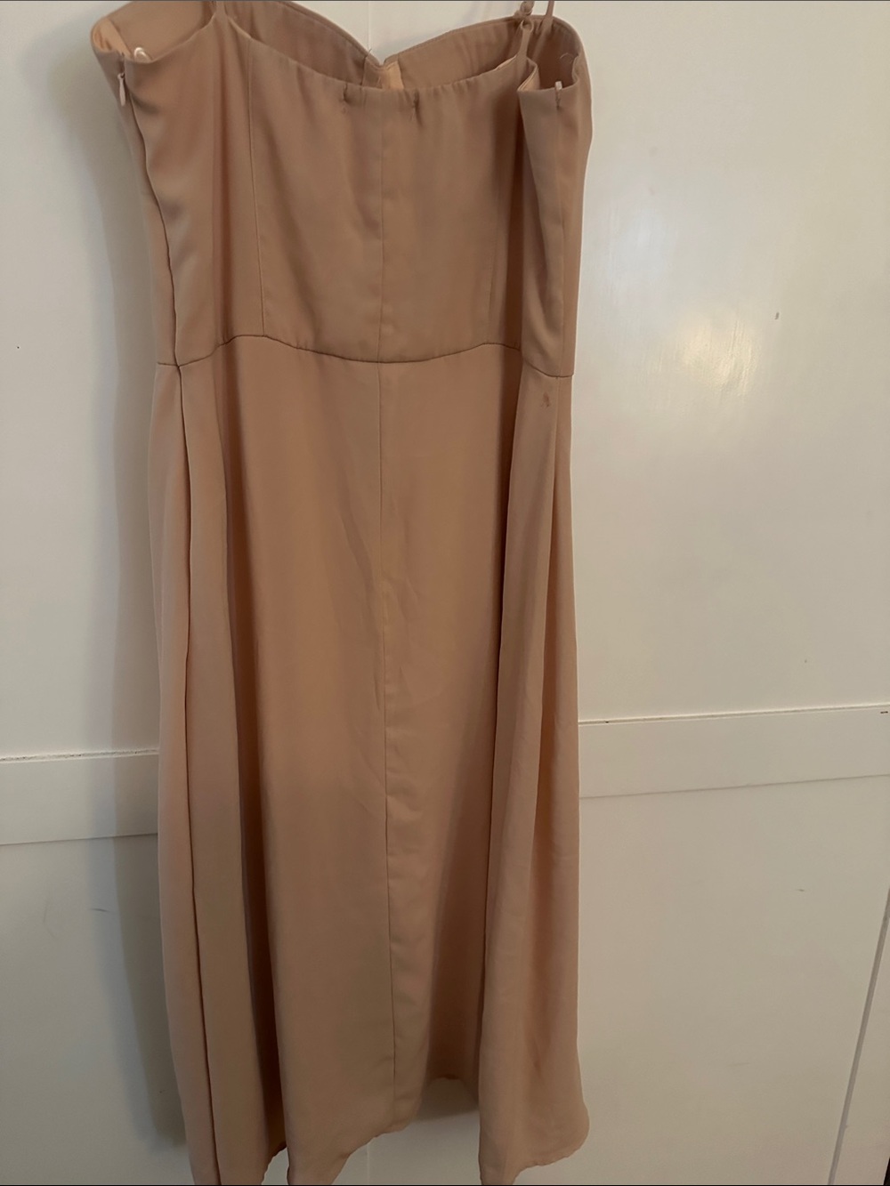 Socialite Blush Nude Midi Dress with Spaghetti Straps - Picture 2 of 3